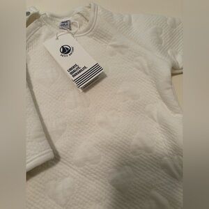 Petit Bateau Cream Patterned heart footie